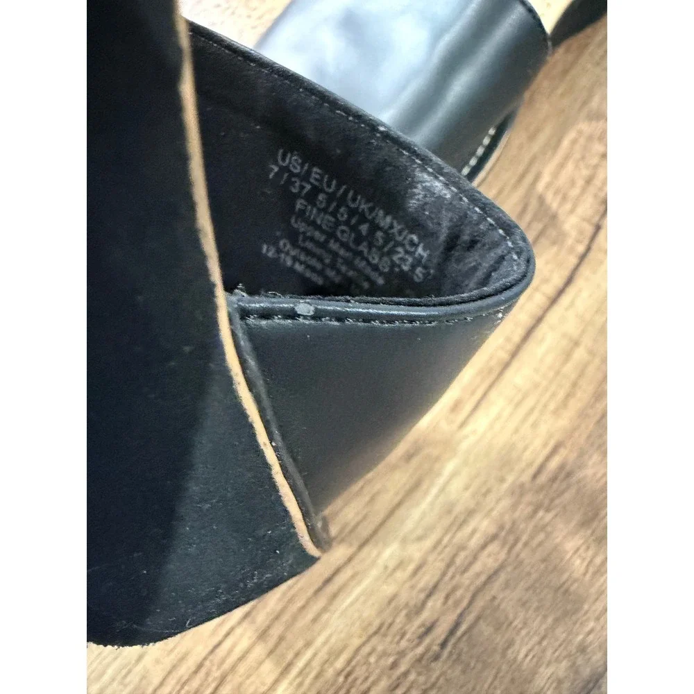 Reaction Kenneth Cole Fine Glass Black Faux Leather Slingback Platform Sandals 7